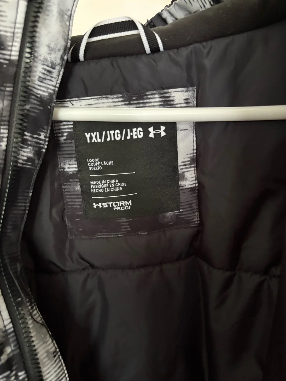 Under Armour Storm  Black & White Tie-Dye Hooded Winter Coat